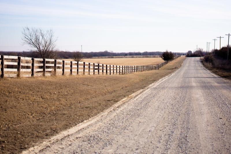 The gravel road leading to Debbie and Bill Scroggins' house, outside Wichita, Kan. The gravel road leading to Debbie and Bill Scroggins' house, outside Wichita, Kan.