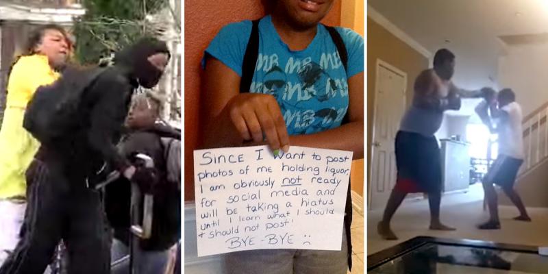 Social media postings showing parents "disciplining" their children, including (from left) LaToya Graham, ReShonda Tate Billingsley and Tavis Sellers, went viral. Social media postings showing parents "disciplining" their children, including (from left) LaToya Graham, ReShonda Tate Billingsley and Tavis Sellers, went viral.