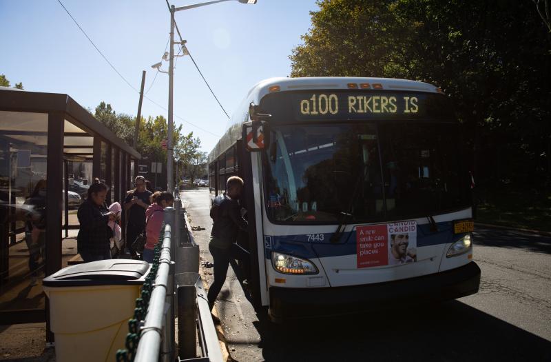 The Q100 bus is one of the only ways to get in and out of Rikers Island, New York's largest correctional facility. During the pandemic, advocates say, the jail has descended into chaos. The Q100 bus is one of the only ways to get in and out of Rikers Island, New York's largest correctional facility. During the pandemic, advocates say, the jail has descended into chaos.