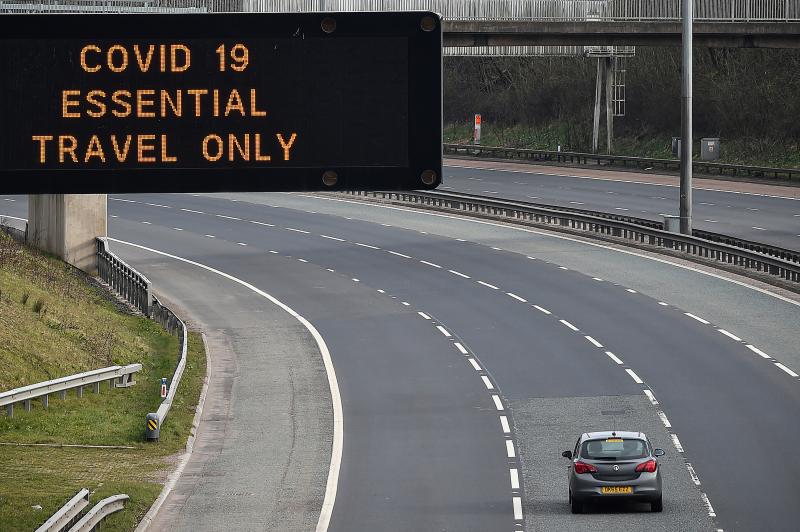 A sign on the M8 motorway last week in Glasgow, Scotland. A sign on the M8 motorway last week in Glasgow, Scotland.