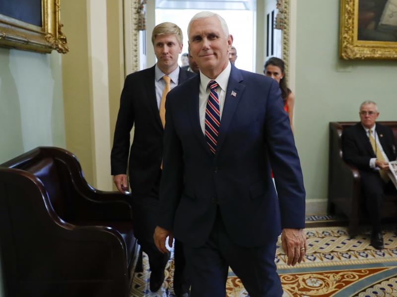 Vice President Mike Pence is seen leaving the U.S. Capitol in Washington on Aug. 28. Vice President Mike Pence is seen leaving the U.S. Capitol in Washington on Aug. 28.