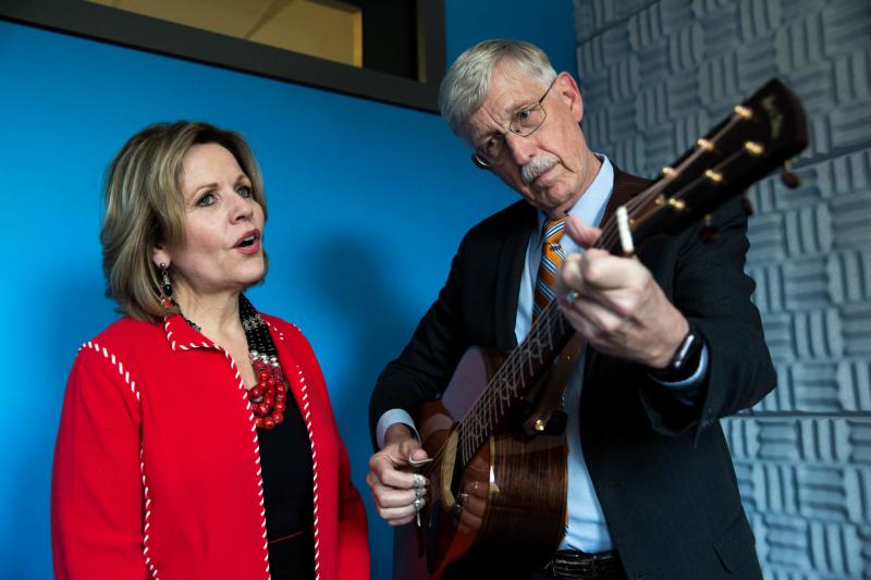 NIH Director Francis Collins and Renée Fleming, who is Artistic Advisor at Large for the Kennedy Center in Washington, D.C., sing a duet. NIH Director Francis Collins and Renée Fleming, who is Artistic Advisor at Large for the Kennedy Center in Washington, D.C., sing a duet.