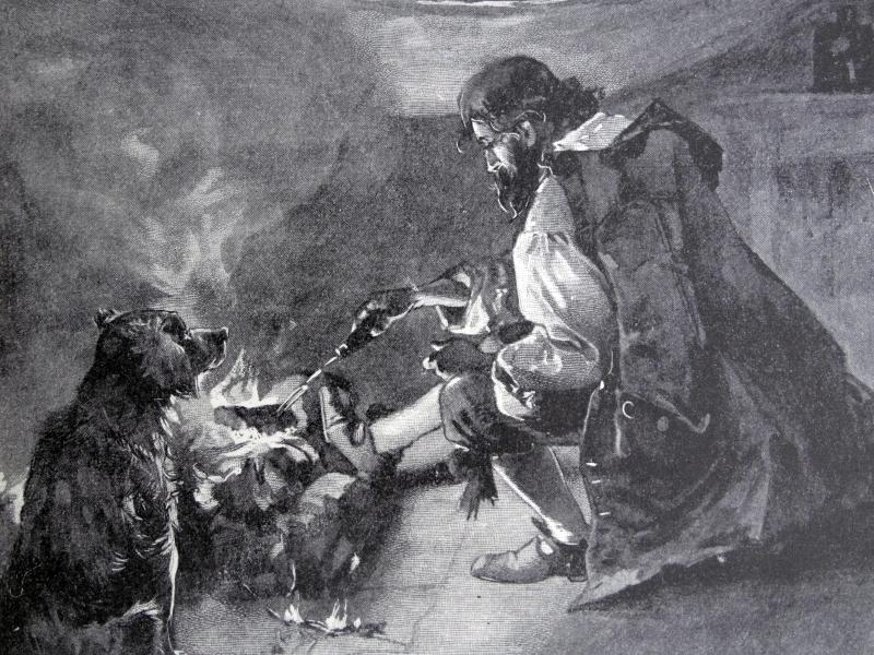 Illustration from a 19th-century edition of Robinson Crusoe, a novel by Daniel Defoe first published in 1719. It relates the story of Robinson Crusoe, stranded on an island for 28 years and his subsequent fight for survival. Out of desperation, he became Illustration from a 19th-century edition of Robinson Crusoe, a novel by Daniel Defoe first published in 1719. It relates the story of Robinson Crusoe, stranded on an island for 28 years and his subsequent fight for survival. Out of desperation, he became