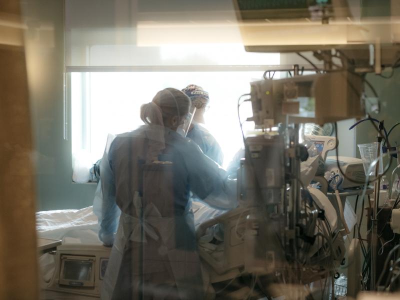 Nurses check on a patient in a Jonesboro, Ark., ICU in August when the delta variant sparked yet another surge of serious COVID-19 cases in the region. The pandemic has only added to a longstanding nursing shortage in the U.S., statistics show. Nurses check on a patient in a Jonesboro, Ark., ICU in August when the delta variant sparked yet another surge of serious COVID-19 cases in the region. The pandemic has only added to a longstanding nursing shortage in the U.S., statistics show.