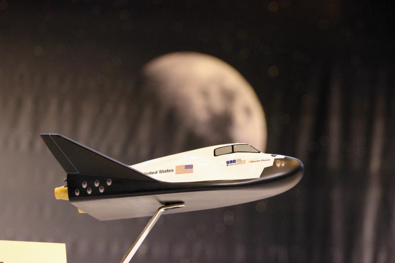 A model of the planned Dream Chaser mini-shuttle designed by Sierra Nevada Corp. is displayed in March 2014 for a news conference at NASA's Michoud Assembly Facility in New Orleans. A model of the planned Dream Chaser mini-shuttle designed by Sierra Nevada Corp. is displayed in March 2014 for a news conference at NASA's Michoud Assembly Facility in New Orleans.