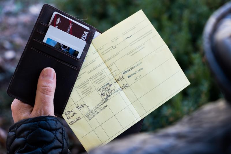 The World Health Organization-approved proof of vaccination form is used these days for yellow fever. It's just a coincidence that the card itself is yellow. The World Health Organization-approved proof of vaccination form is used these days for yellow fever. It's just a coincidence that the card itself is yellow.