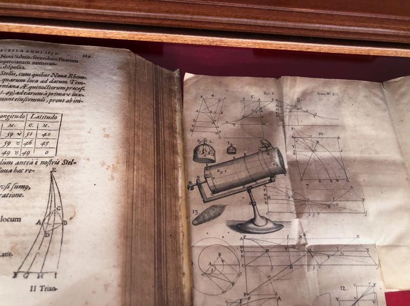 Astronomical text books in Latin are displayed at the Vatican Observatory. Astronomical text books in Latin are displayed at the Vatican Observatory.