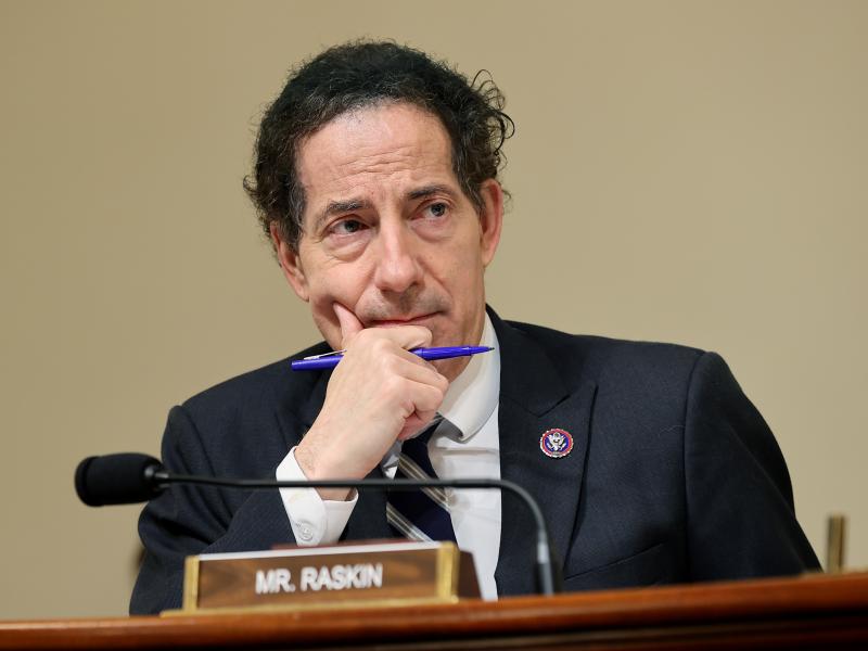 WASHINGTON, DC - JULY 27: U.S. Rep. Jamie Raskin (D-MD) listens to testimony during a hearing by the House Select Committee investigating the January 6 attack on the U.S. WASHINGTON, DC - JULY 27: U.S. Rep. Jamie Raskin (D-MD) listens to testimony during a hearing by the House Select Committee investigating the January 6 attack on the U.S.