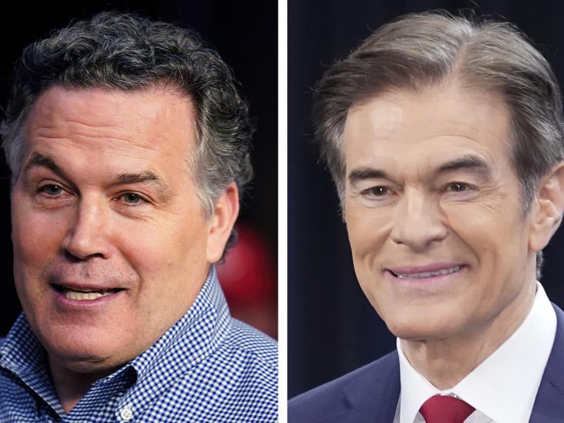 Pennsylvania Republican Senate candidates David McCormick, left, and Mehmet Oz are seen during campaign appearances in May 2022 in Pennsylvania. Pennsylvania Republican Senate candidates David McCormick, left, and Mehmet Oz are seen during campaign appearances in May 2022 in Pennsylvania.