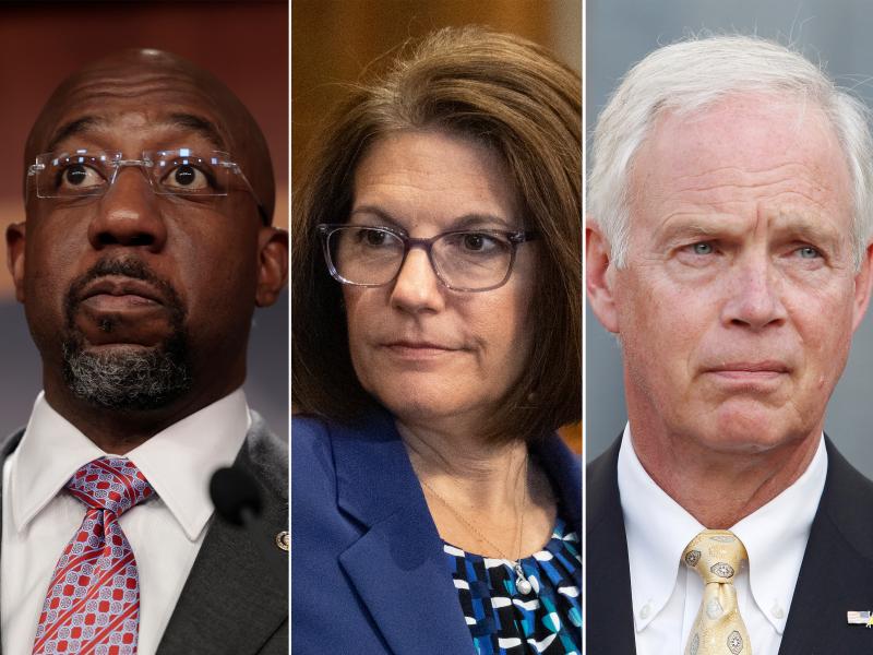 (L-R) Sen. Raphael Warnock (D-Ga.), Sen. Catherine Cortez Masto (D-Nev.), Sen. Ron Johnson (R-Wis.) (L-R) Sen. Raphael Warnock (D-Ga.), Sen. Catherine Cortez Masto (D-Nev.), Sen. Ron Johnson (R-Wis.)