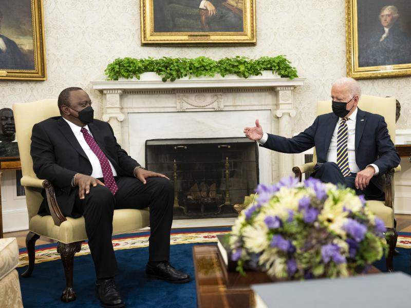 President Biden told Kenyan President Uhuru Kenyatta that the U.S. would donate 17 million COVID vaccine doses to the African Union. The U.S. is also working to boost production on the continent. President Biden told Kenyan President Uhuru Kenyatta that the U.S. would donate 17 million COVID vaccine doses to the African Union. The U.S. is also working to boost production on the continent.
