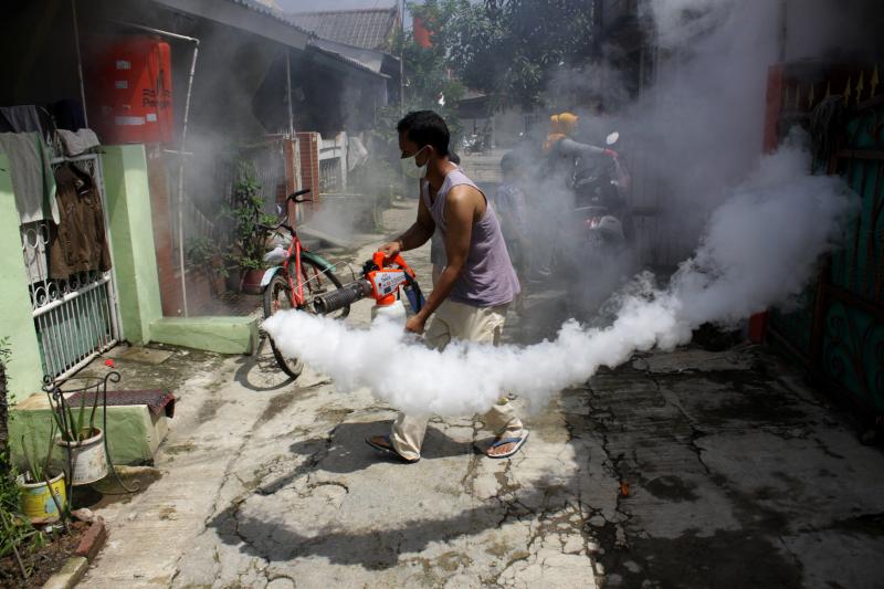 Indonesians independently carry out fumigation in their neighborhood to eradicate the larvae of mosquitoes that cause dengue fever. A new vaccine to prevent dengue may be on the horizon. Indonesians independently carry out fumigation in their neighborhood to eradicate the larvae of mosquitoes that cause dengue fever. A new vaccine to prevent dengue may be on the horizon.
