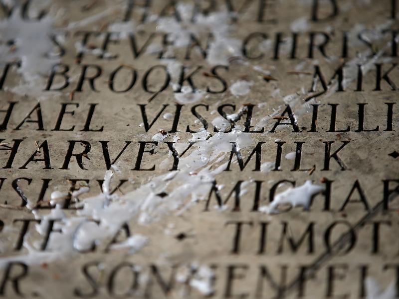 Harvey Milk's name is seen among the engraved names of AIDS victims during a World AIDS Day commemoration event at the National AIDS Memorial Grove on Dec.1, 2015 in San Francisco. More than 700,000 people have died from AIDS in the U.S. Harvey Milk's name is seen among the engraved names of AIDS victims during a World AIDS Day commemoration event at the National AIDS Memorial Grove on Dec.1, 2015 in San Francisco. More than 700,000 people have died from AIDS in the U.S.