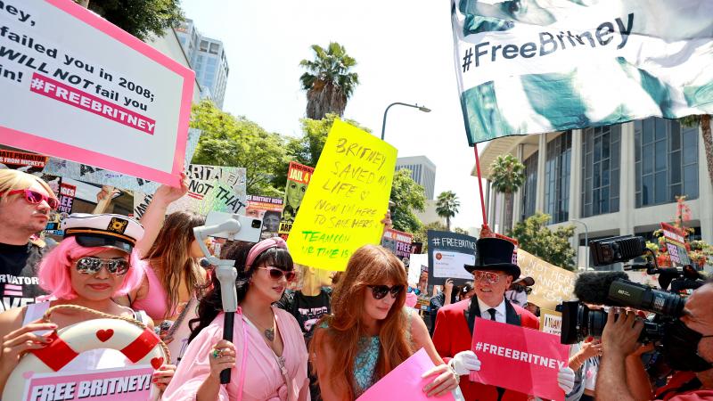 #FreeBritney protesters gather outside the Stanley Mosk Courthouse in Los Angeles. Similar rallies have been taking place around the world in recent weeks. #FreeBritney protesters gather outside the Stanley Mosk Courthouse in Los Angeles. Similar rallies have been taking place around the world in recent weeks.