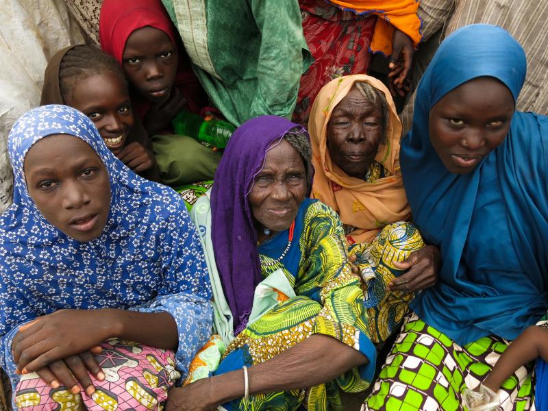 Displaced women at the Muna informal settlement outside Maiduguri. They're among more than 2 million people driven from their homes by Boko Haram attacks during northeastern Nigeria's 7-year insurgency. Displaced women at the Muna informal settlement outside Maiduguri. They're among more than 2 million people driven from their homes by Boko Haram attacks during northeastern Nigeria's 7-year insurgency.