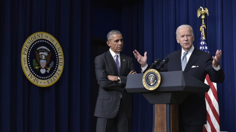 Joe Biden and Barack Obama during a signing ceremony in 2016. The former president took part in a virtual fundraiser Tuesday for his former vice president. Joe Biden and Barack Obama during a signing ceremony in 2016. The former president took part in a virtual fundraiser Tuesday for his former vice president.
