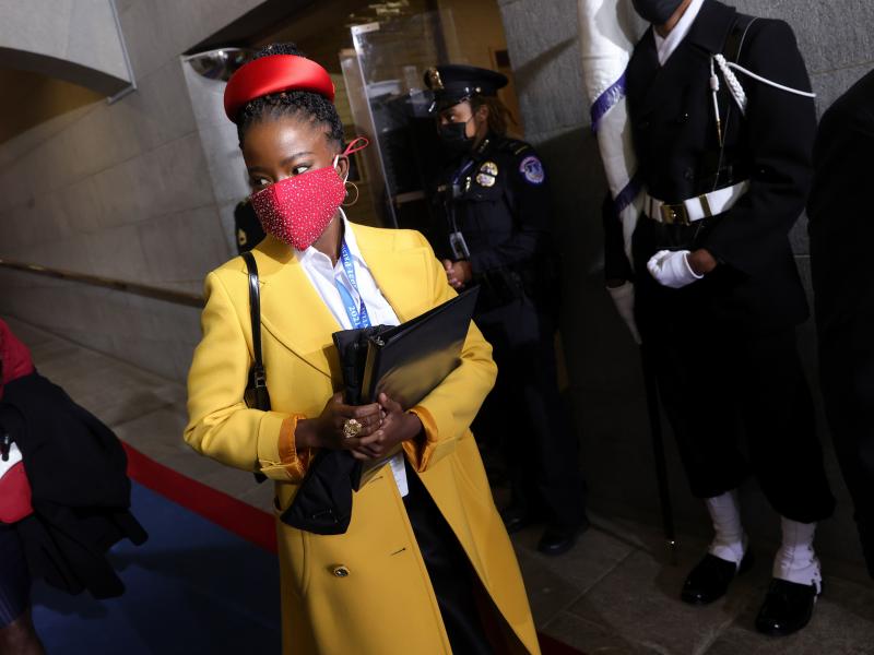 Former National Youth Poet Laureate Amanda Gorman arrives at the inauguration of US President-elect Joe Biden on the West Front of the US Capitol on Jan. 20 in Washington, D.C. Gorman says she was tailed Friday night by a security guard who said she looke Former National Youth Poet Laureate Amanda Gorman arrives at the inauguration of US President-elect Joe Biden on the West Front of the US Capitol on Jan. 20 in Washington, D.C. Gorman says she was tailed Friday night by a security guard who said she looke