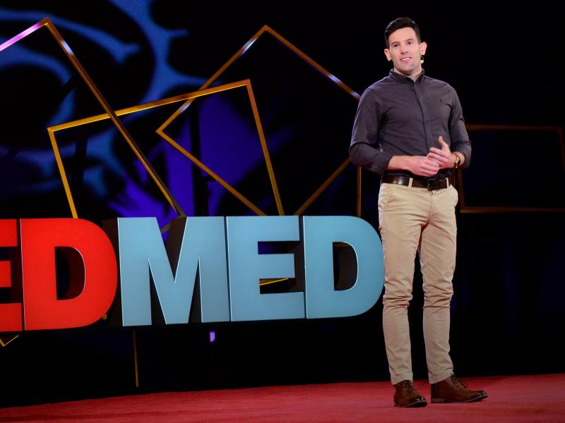 Thomas Curran on the TED stage. Thomas Curran on the TED stage.