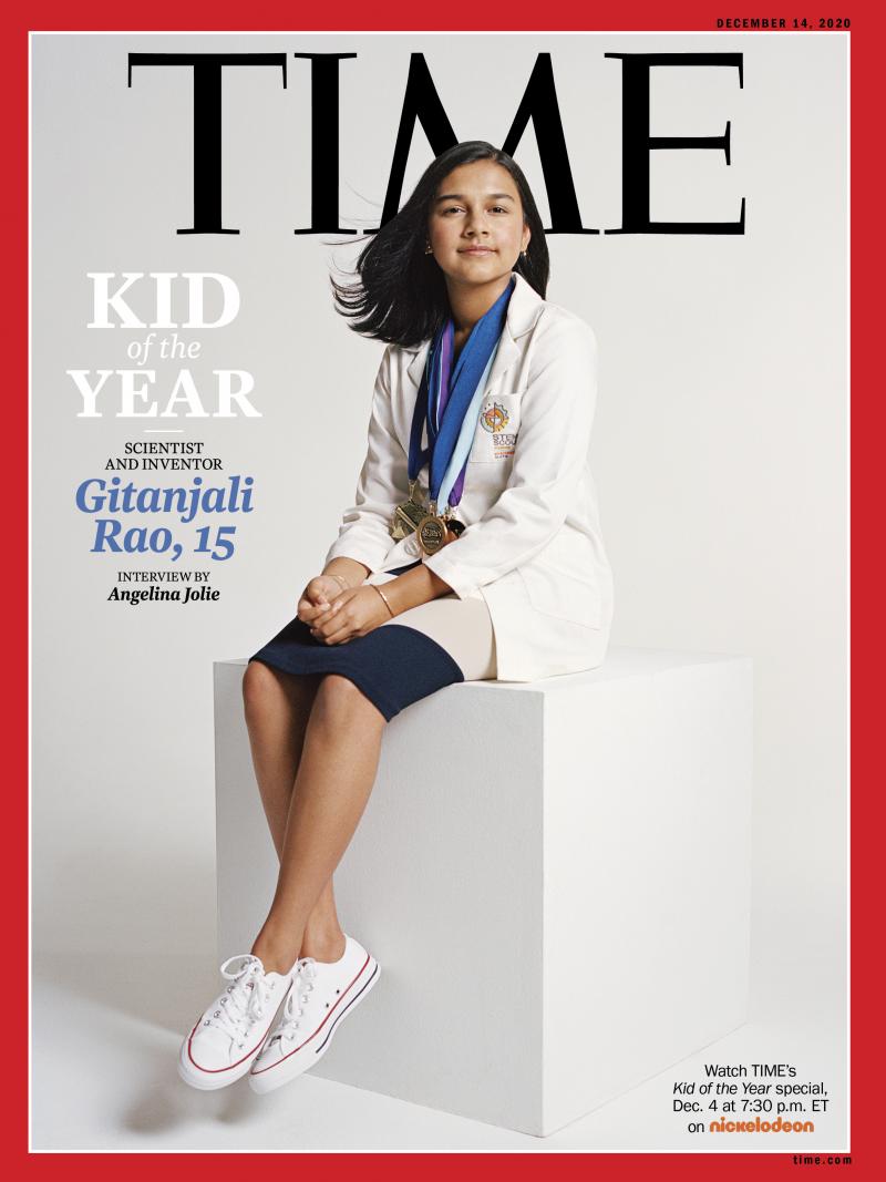 Gitanjali Rao, 15, is Time magazine's Kid of the Year for 2020. Rao has continued to work on solving problems through science after gaining fame for creating a device to test lead levels in water. Gitanjali Rao, 15, is Time magazine's Kid of the Year for 2020. Rao has continued to work on solving problems through science after gaining fame for creating a device to test lead levels in water.