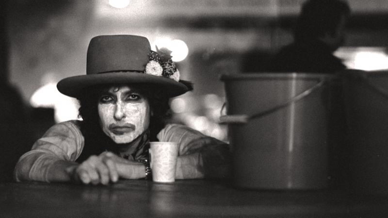 Bob Dylan, photographed in his Rolling Thunder Revue face paint. Bob Dylan, photographed in his Rolling Thunder Revue face paint.