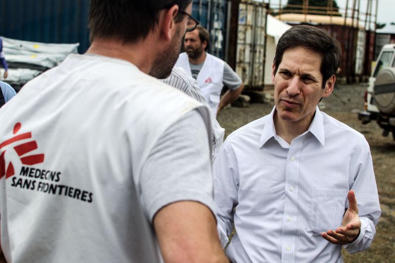 Dr. Tom Frieden met with staff from Doctors Without Borders during a visit to the group's Ebola treatment center in Monrovia, Liberia. Dr. Tom Frieden met with staff from Doctors Without Borders during a visit to the group's Ebola treatment center in Monrovia, Liberia.