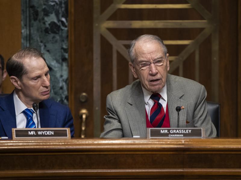 Senate Finance Chairman Chuck Grassley, R-Iowa, is joined by Sen. Ron Wyden, D-Ore., the ranking member, at a hearing on the high price of prescription drugs. Senate Finance Chairman Chuck Grassley, R-Iowa, is joined by Sen. Ron Wyden, D-Ore., the ranking member, at a hearing on the high price of prescription drugs.