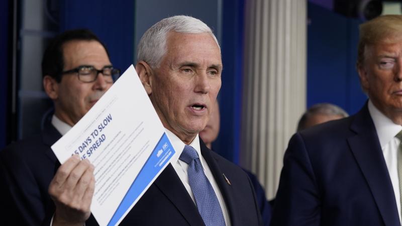 Vice President Pence speaks during a press briefing with the coronavirus task force at the White House Tuesday. Vice President Pence speaks during a press briefing with the coronavirus task force at the White House Tuesday.