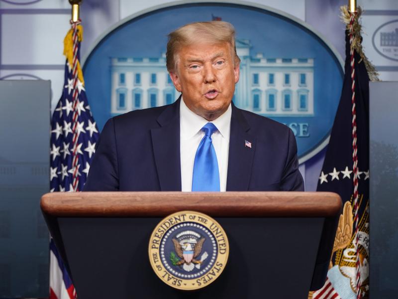 President Trump addresses reporters during a Wednesday news conference. President Trump addresses reporters during a Wednesday news conference.