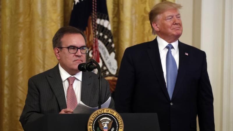 Environmental Protection Agency Administrator Andrew Wheeler and President Trump attend an event about the environment at the White House in July. Environmental Protection Agency Administrator Andrew Wheeler and President Trump attend an event about the environment at the White House in July.