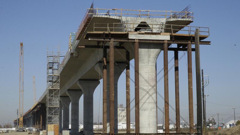 One of the elevated sections of the high-speed rail under construction in Fresno, Calif., seen in 2017. The Trump administration announced on Thursday that they will pull federal funding from the multi-billion dollar project. One of the elevated sections of the high-speed rail under construction in Fresno, Calif., seen in 2017. The Trump administration announced on Thursday that they will pull federal funding from the multi-billion dollar project.