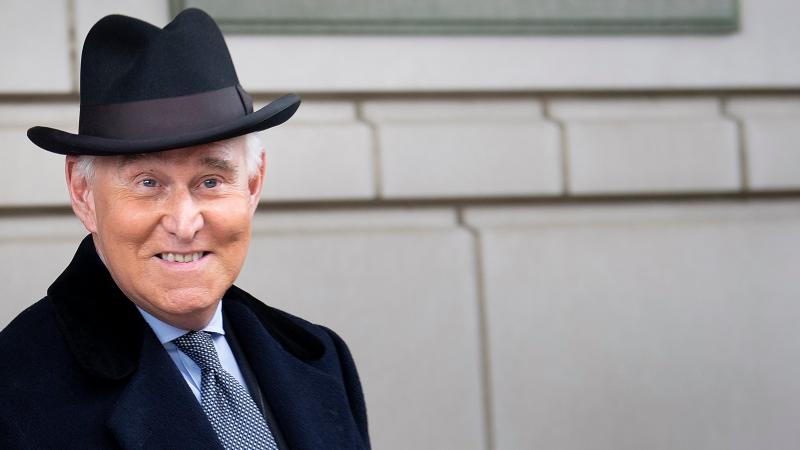 Roger Stone leaves federal court after a sentencing hearing in February in Washington, D.C. Roger Stone leaves federal court after a sentencing hearing in February in Washington, D.C.