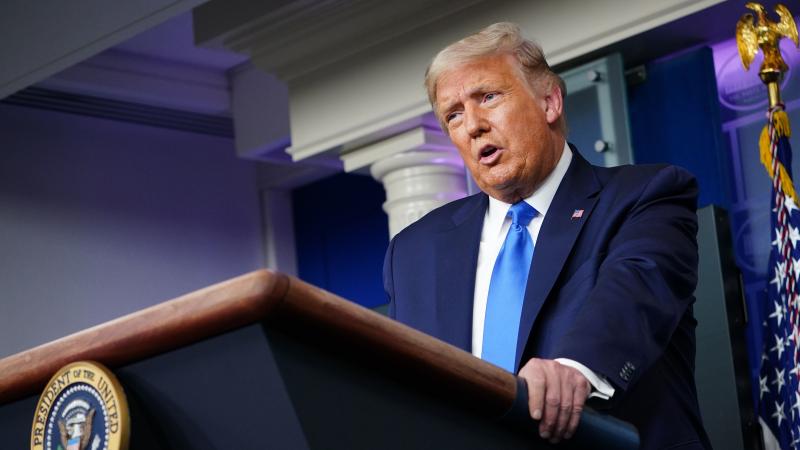 President Trump speaks holds a press conference at the White House on Wednesday night. President Trump speaks holds a press conference at the White House on Wednesday night.
