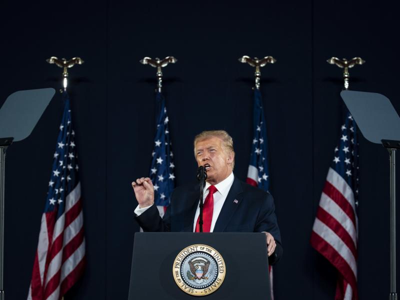 President Trump speaks during an event at Mount Rushmore National Memorial in Keystone, S.D., on Friday. President Trump speaks during an event at Mount Rushmore National Memorial in Keystone, S.D., on Friday.