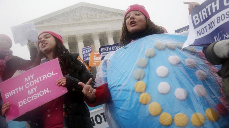 Demonstrators in Washington, D.C., argued for upholding the Affordable Care Act's birth control provision in 2015. The rollback of the rule is likely to spur further lawsuits, analysts say. Demonstrators in Washington, D.C., argued for upholding the Affordable Care Act's birth control provision in 2015. The rollback of the rule is likely to spur further lawsuits, analysts say.