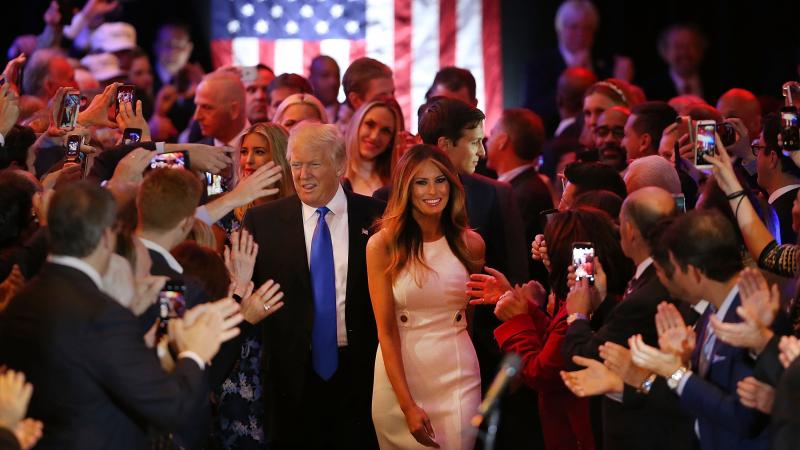 Donald Trump and his wife, Melania, arrive to speak to supporters at Trump Tower in New York following his victory in Indiana Tuesday. Improbably, Trump is now assured of being the GOP nominee. Donald Trump and his wife, Melania, arrive to speak to supporters at Trump Tower in New York following his victory in Indiana Tuesday. Improbably, Trump is now assured of being the GOP nominee.