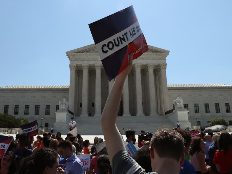 Demonstrators against the now-blocked census citizenship question gather in front of the U.S. Supreme Court in June 2019 in Washington, D.C. A federal judge in New York ruled Thursday to penalize the Trump administration for failing to disclose documents Demonstrators against the now-blocked census citizenship question gather in front of the U.S. Supreme Court in June 2019 in Washington, D.C. A federal judge in New York ruled Thursday to penalize the Trump administration for failing to disclose documents