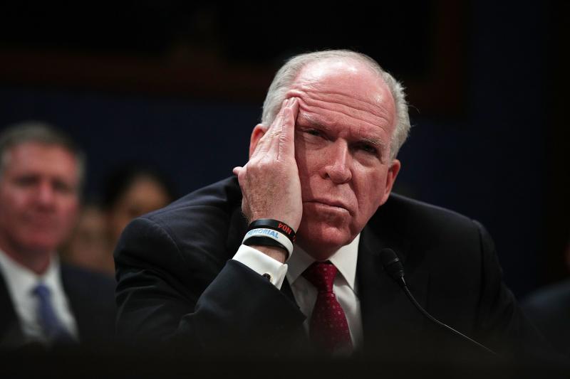 Former CIA Director John Brennan at a congressional hearing in 2017. President Trump revoked Brennan's security clearance, claiming he was "erratic." Brennan has been one of Trump's harshest critics in the national security community. Former CIA Director John Brennan at a congressional hearing in 2017. President Trump revoked Brennan's security clearance, claiming he was "erratic." Brennan has been one of Trump's harshest critics in the national security community.