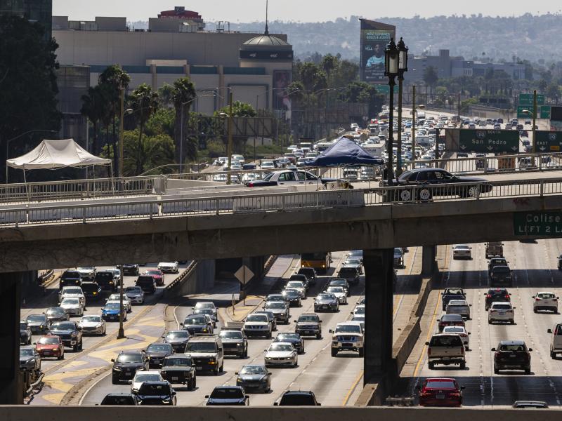 A view over the Harbor Freeway in Los Angeles on Tuesday. President Trump says his administration will revoke a waiver that allows California to set its own vehicle emissions standards. A view over the Harbor Freeway in Los Angeles on Tuesday. President Trump says his administration will revoke a waiver that allows California to set its own vehicle emissions standards.