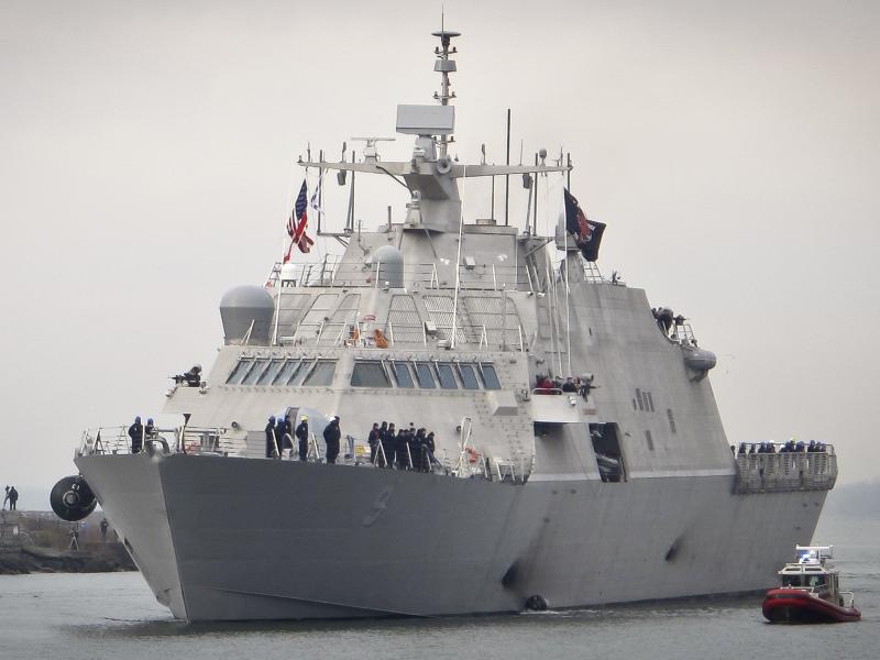 The Navy's new USS Little Rock arrives at the harbor in Buffalo, N.Y., last December. In imposing tariffs on steel and aluminum imports, President Trump said the U.S. military should be as self-sufficient as possible. The Navy's new USS Little Rock arrives at the harbor in Buffalo, N.Y., last December. In imposing tariffs on steel and aluminum imports, President Trump said the U.S. military should be as self-sufficient as possible.