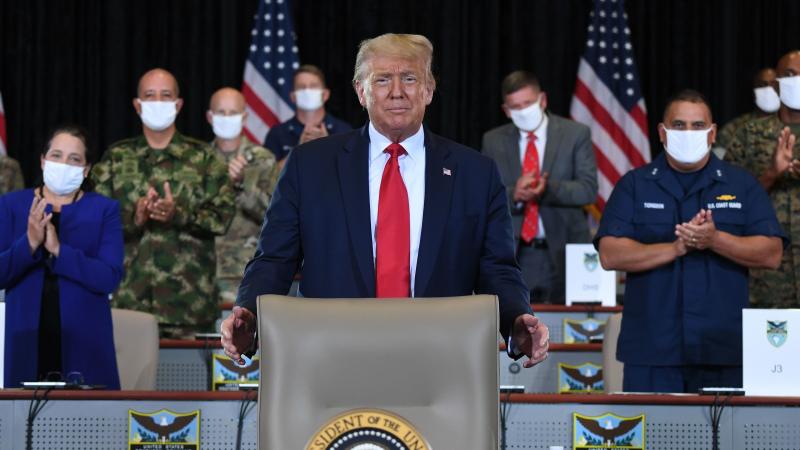 President Trump attends a briefing Friday at U.S. Southern Command in Doral, Fla. President Trump attends a briefing Friday at U.S. Southern Command in Doral, Fla.