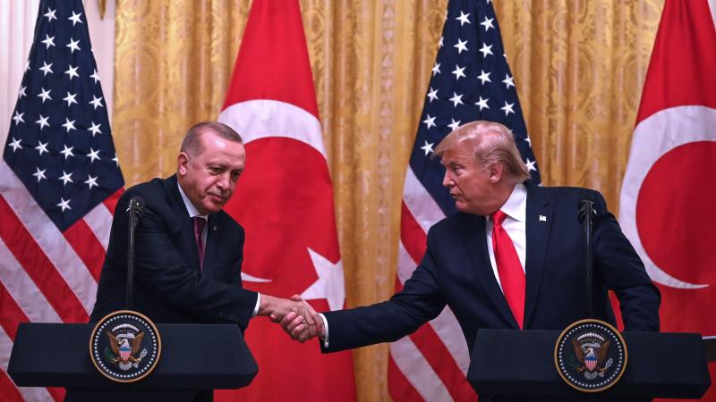 President Trump and Turkey's President Recep Tayyip Erdogan take part in a joint news conference during Erdogan's visit to the White House on Wednesday. President Trump and Turkey's President Recep Tayyip Erdogan take part in a joint news conference during Erdogan's visit to the White House on Wednesday.