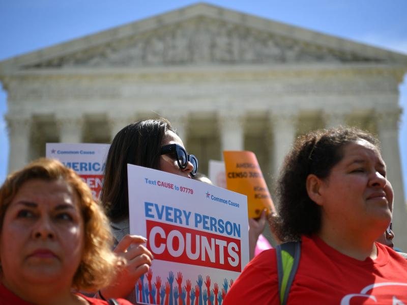Demonstrators rally outside the U.S. Supreme Court in April to protest against the Trump administration's efforts to add a citizenship question to the 2020 census. Demonstrators rally outside the U.S. Supreme Court in April to protest against the Trump administration's efforts to add a citizenship question to the 2020 census.