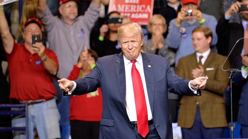 President-elect Donald Trump points to his supporters during his "Thank You" rally in Fayetteville, N.C., on Tuesday night. President-elect Donald Trump points to his supporters during his "Thank You" rally in Fayetteville, N.C., on Tuesday night.