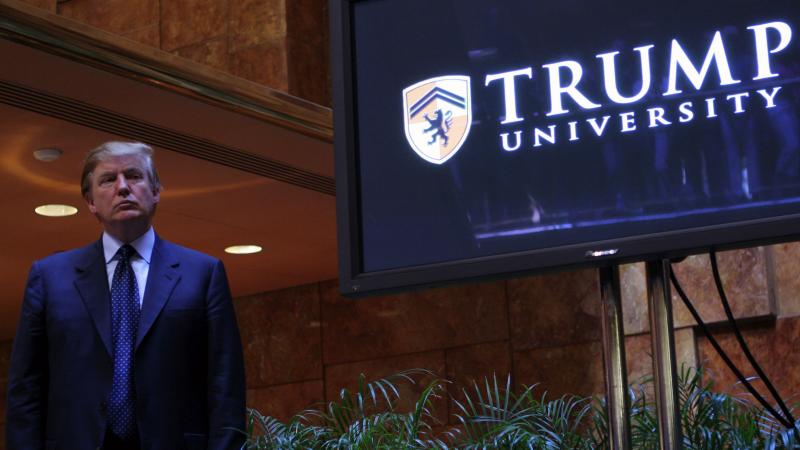 Donald Trump holds a media conference announcing the establishment of Trump University on May 23, 2005, in New York City. Donald Trump holds a media conference announcing the establishment of Trump University on May 23, 2005, in New York City.