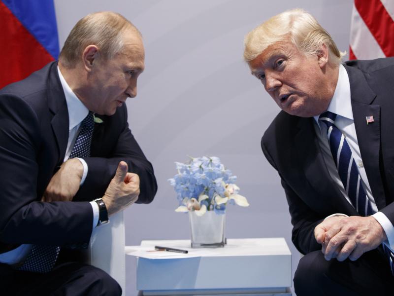 President Trump meets with Russian President Vladimir Putin at the G-20 summit in 2017 in Hamburg, Germany. President Trump meets with Russian President Vladimir Putin at the G-20 summit in 2017 in Hamburg, Germany.