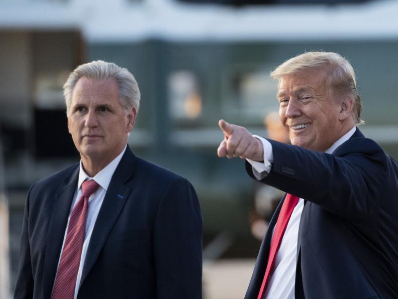 Republicans often present a united front, but loyalty to former President Donald Trump, seen here with House GOP Leader Kevin McCarthy, and views about his future in the party are showing some divisions. Republicans often present a united front, but loyalty to former President Donald Trump, seen here with House GOP Leader Kevin McCarthy, and views about his future in the party are showing some divisions.
