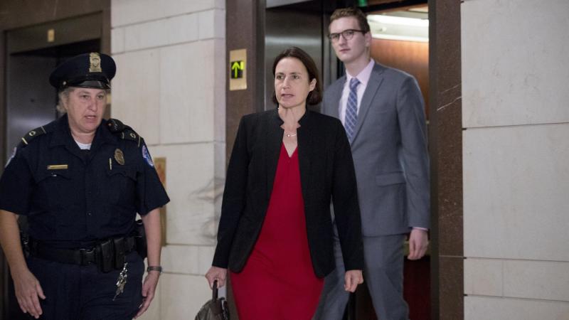 Fiona Hill, a former White House adviser on Russia, arrives on Capitol Hill on Monday ahead of her testimony in connection with the House impeachment inquiry into President Trump. Fiona Hill, a former White House adviser on Russia, arrives on Capitol Hill on Monday ahead of her testimony in connection with the House impeachment inquiry into President Trump.
