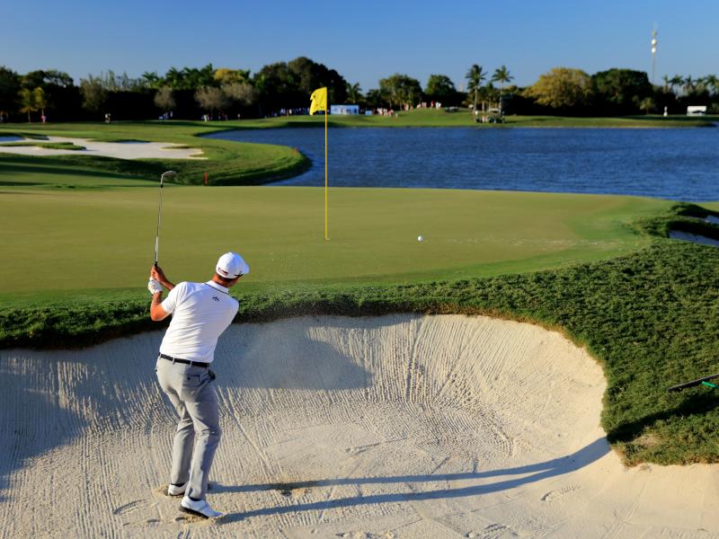 Adam Scott of Australia plays during the World Golf Championships-Cadillac Championship at the Trump National Doral Blue Monster course in 2016. Adam Scott of Australia plays during the World Golf Championships-Cadillac Championship at the Trump National Doral Blue Monster course in 2016.