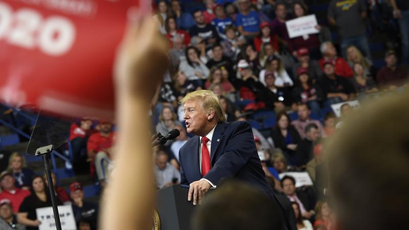 President Trump speaks during a campaign rally in Lexington, Ky., Monday. His efforts don't appear to have been enough to carry incumbent GOP Gov. Matt Bevin over the finish line. President Trump speaks during a campaign rally in Lexington, Ky., Monday. His efforts don't appear to have been enough to carry incumbent GOP Gov. Matt Bevin over the finish line.