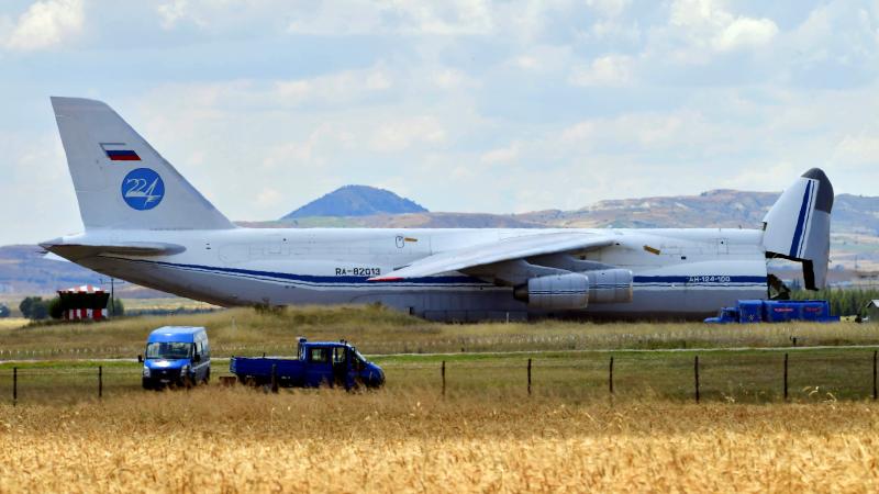 A Russian cargo plane carrying parts of Russia's S-400 missile defense system landed at a military air base near Ankara, Turkey, on Friday. A Russian cargo plane carrying parts of Russia's S-400 missile defense system landed at a military air base near Ankara, Turkey, on Friday.